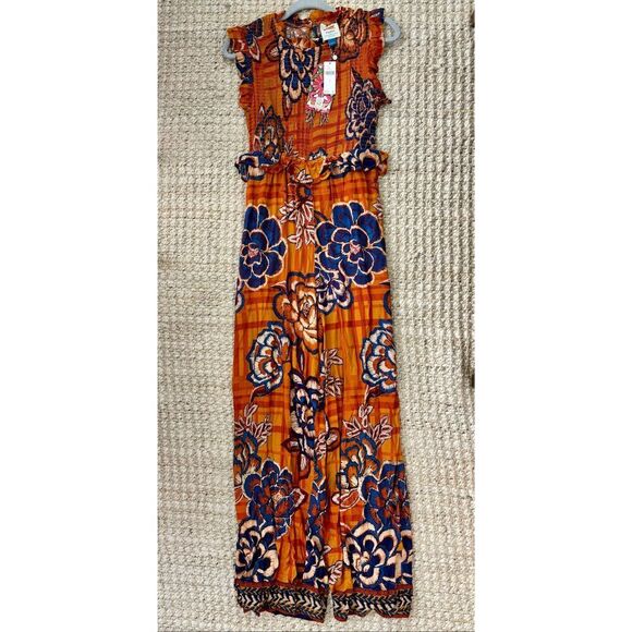 Nwt Farm Rio Smocked Wide-Leg Jumpsuit, Small $240 - Picture 2 of 6